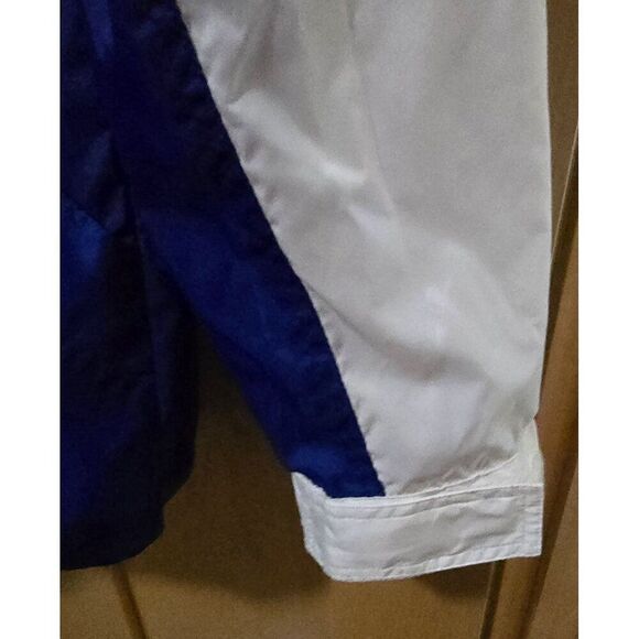 MTAPRO Vintage White Blue Pullover Nylon Windbreaker Jacket L With Hood Pockets - Picture 3 of 8